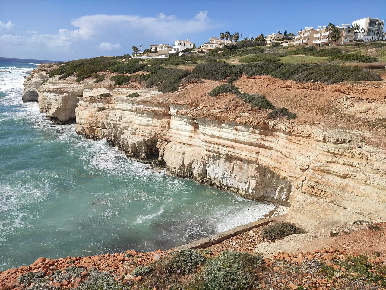 Cliffs at the Peyia sea caves.