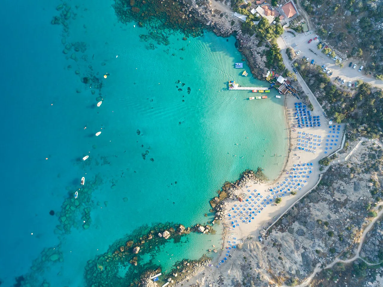 Aerial view of Konnos Bay near Protaras.