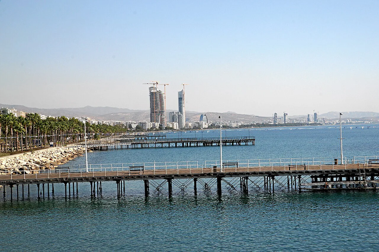 Piers along the Limassol seafront.