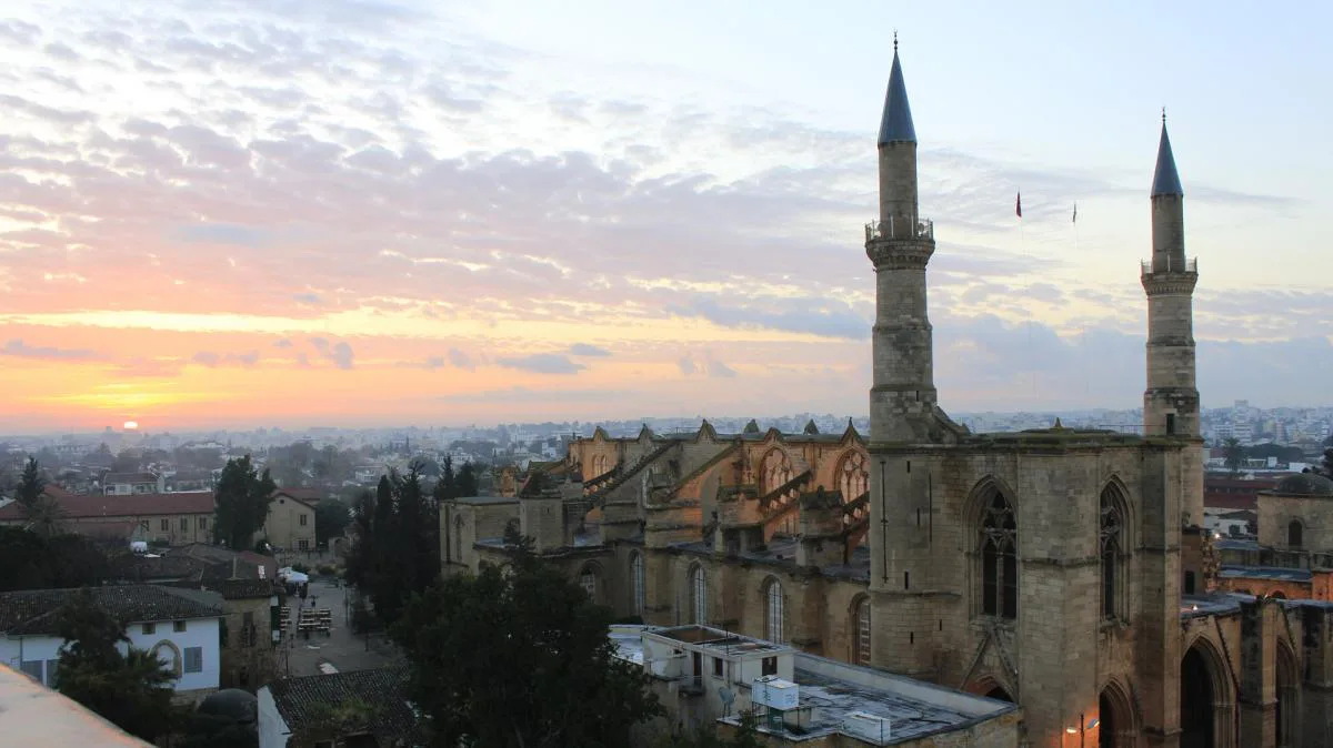 Selimiye Mosque minarets at dawn, Nicosia.