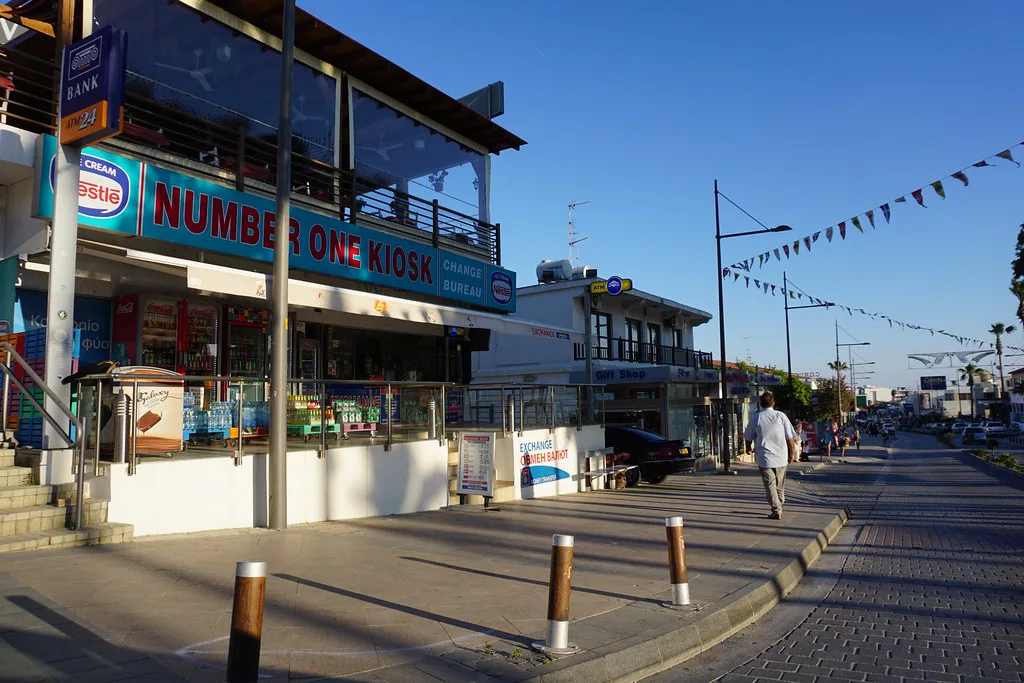Shops on a street in Ayia Napa.