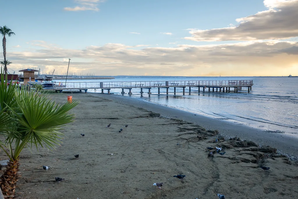 Beach and pier at Larnaca.
