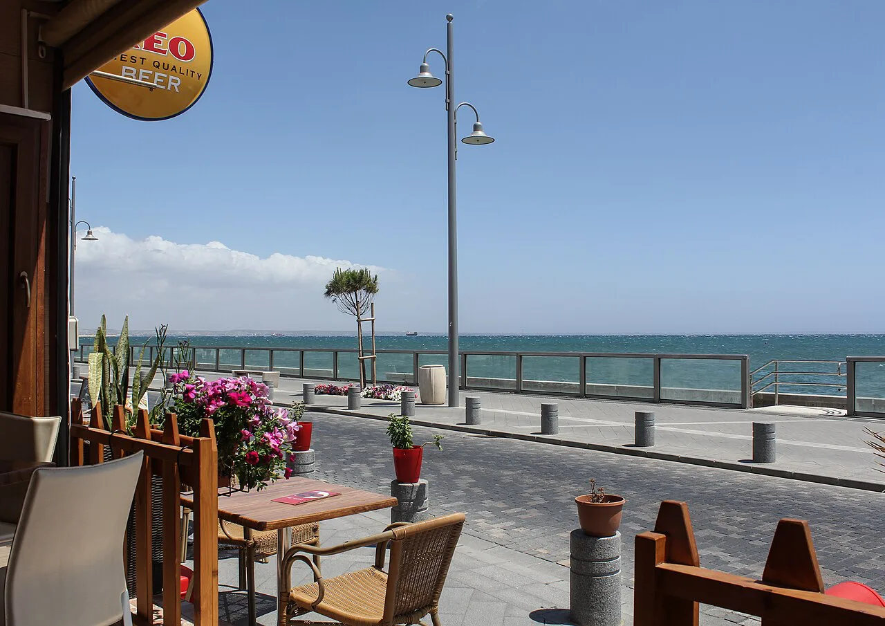 Seafront road at Skala, Larnaca.