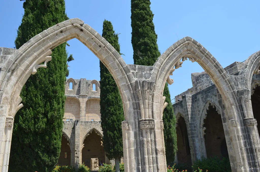 Gothic arches at Bellapais Abbey.