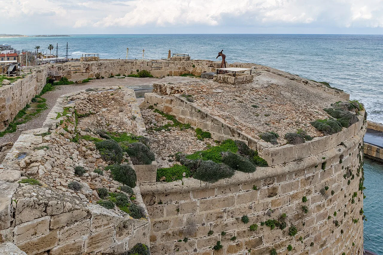 Bastion of Kyrenia Castle above the sea.