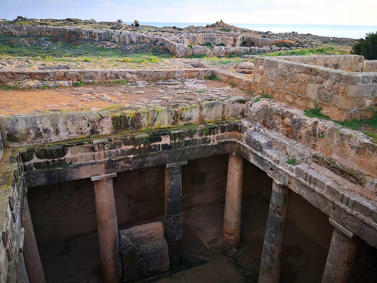 Sunken tomb court at the Tombs of the Kings, Paphos.