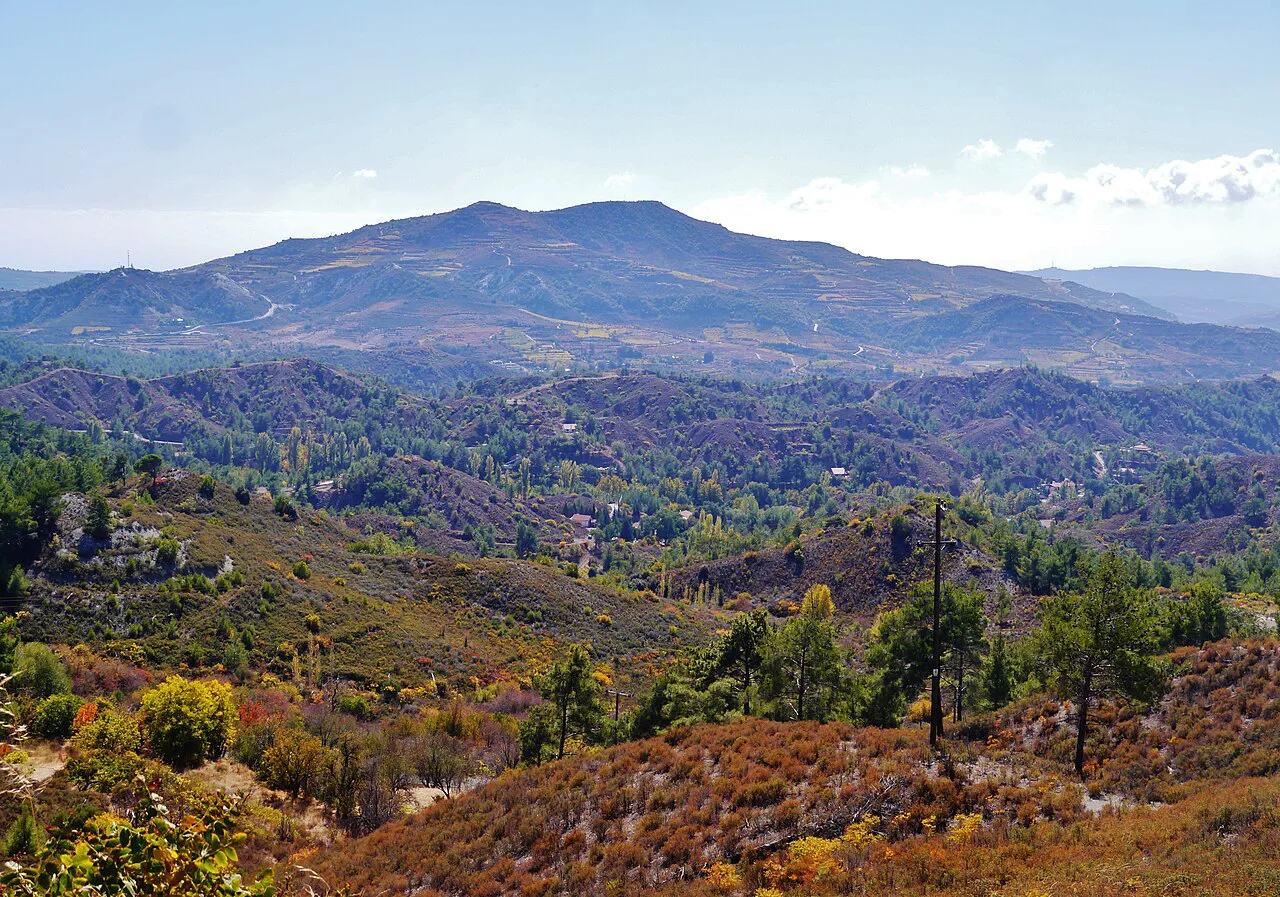 View of the Troodos Mountains from Trooditissa Monastery.
