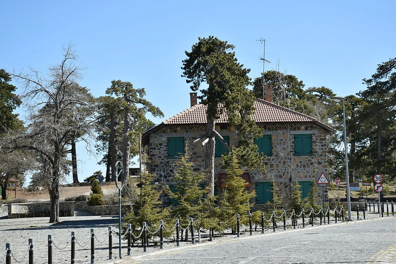 Stone building at Troodos village centre.