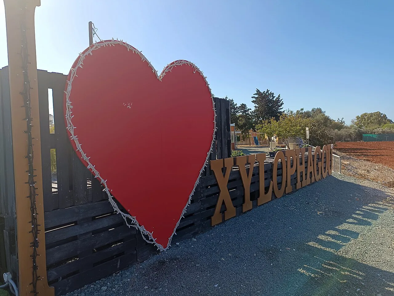 Xylofagou sign with a heart.