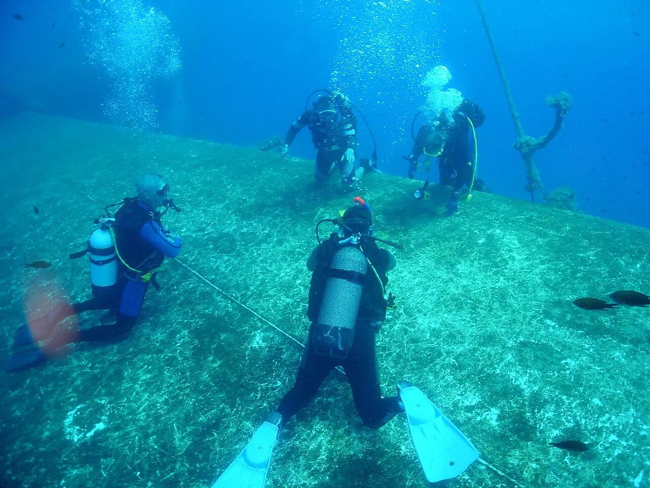 Divers on the Zenobia wreck off Larnaca.